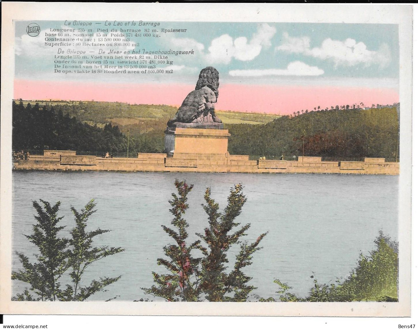 Jalhay Barrage De La Gileppe Le Lion -pas Envoyé FORMAT GRANDE 18.5x13.9cm - Jalhay