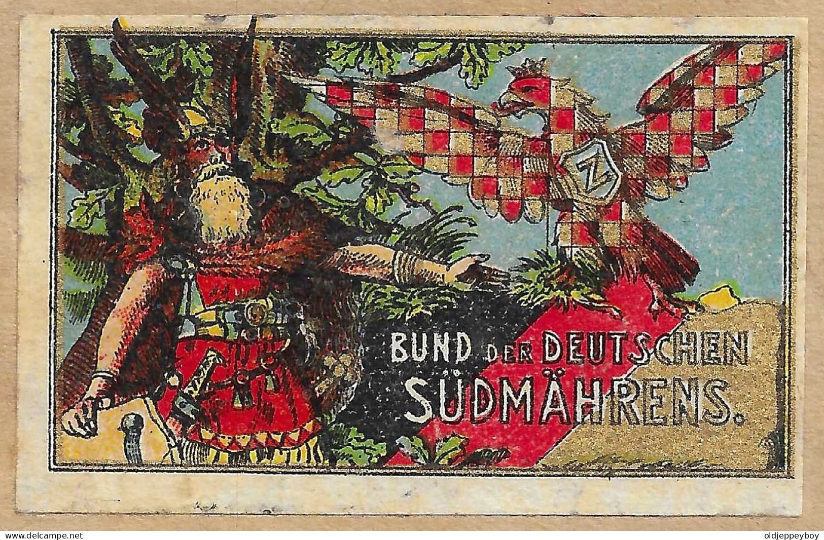 GERMAN SOUTH MORAVIA   Phillumeny MATCHBOX LABEL BUND DER DEUTSCHEN SUDMAHRENS ASSOCIATION OF GERMAN SOUTH MORAVIA - Luciferdozen - Etiketten