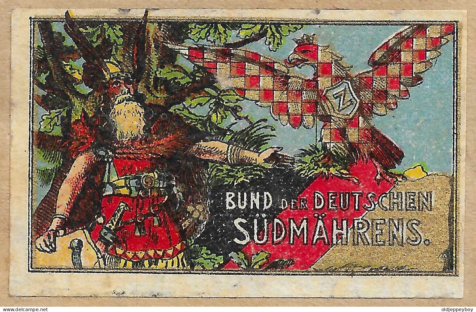 GERMAN SOUTH MORAVIA   Phillumeny MATCHBOX LABEL BUND DER DEUTSCHEN SUDMAHRENS ASSOCIATION OF GERMAN SOUTH MORAVIA - Boites D'allumettes - Etiquettes