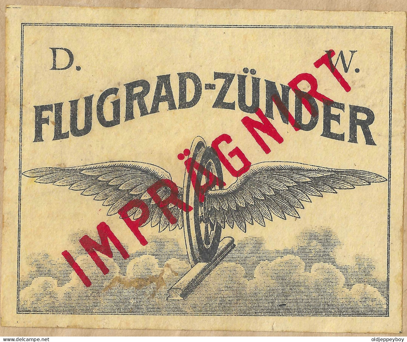 ICELAND  Phillumeny MATCHBOX LABEL D.W. FLUGRAD - ZUNDER IMPRAGNIET SIZE 9 X 7.5 CM EXTREMELY RARE - Scatole Di Fiammiferi