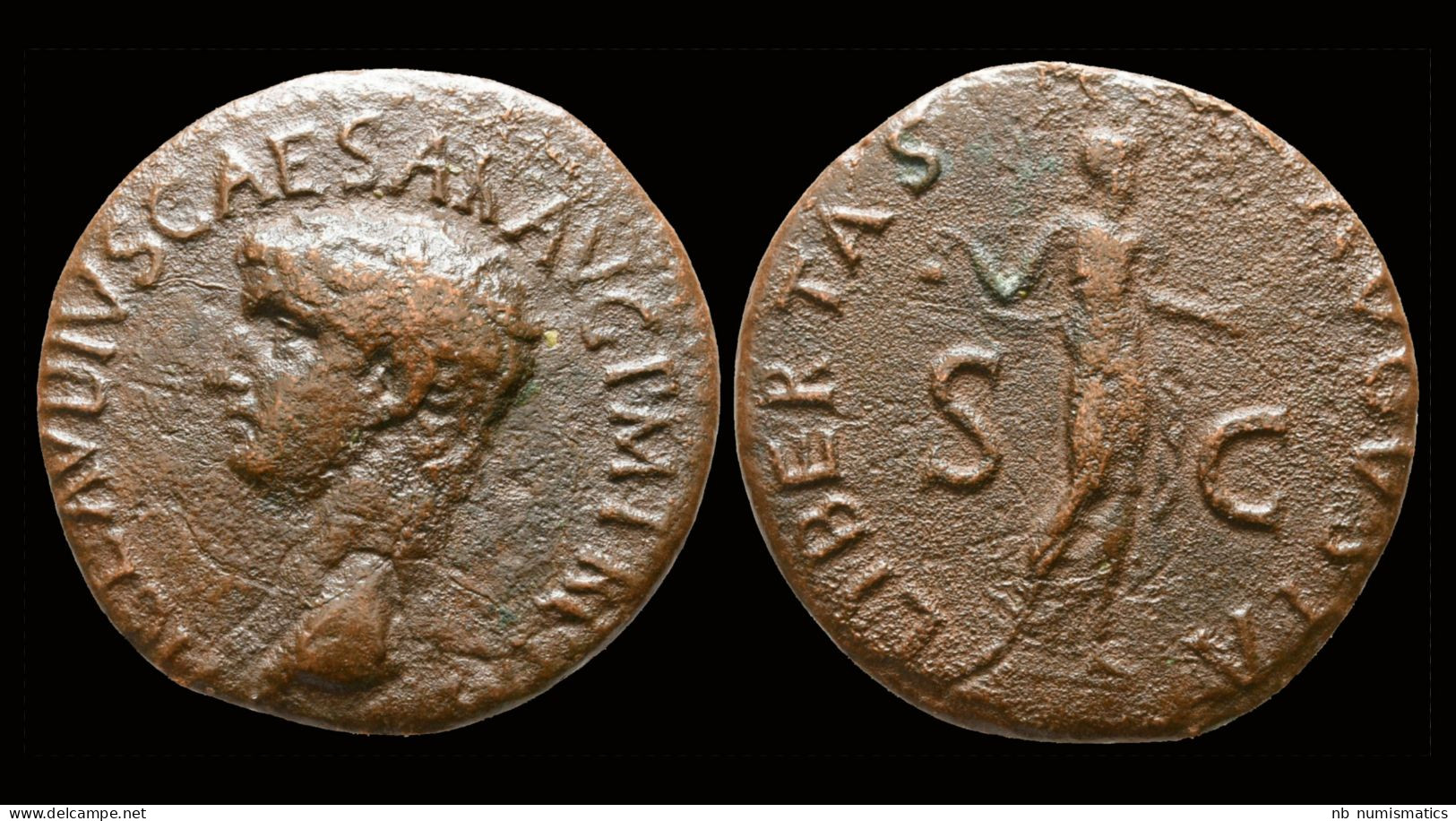 Claudius AE As Libertas Standing Facing - La Dinastia Giulio-Claudia Dinastia (-27 / 69)