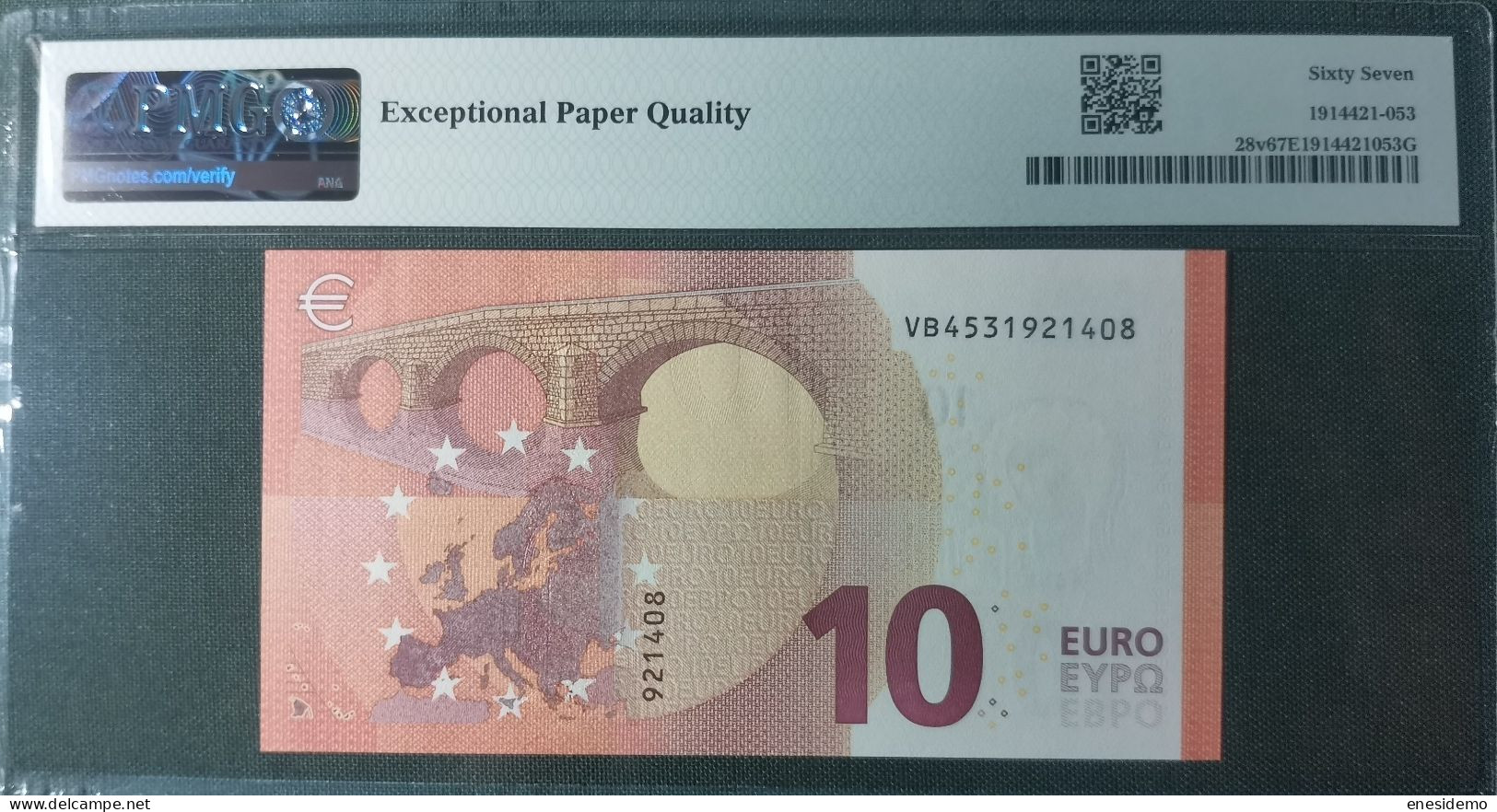 10 EURO SPAIN 2014 LAGARDE V011A1 VB FIRST POSITION SC FDS UNC. PMG 67 EPQ PERFECT - 10 Euro