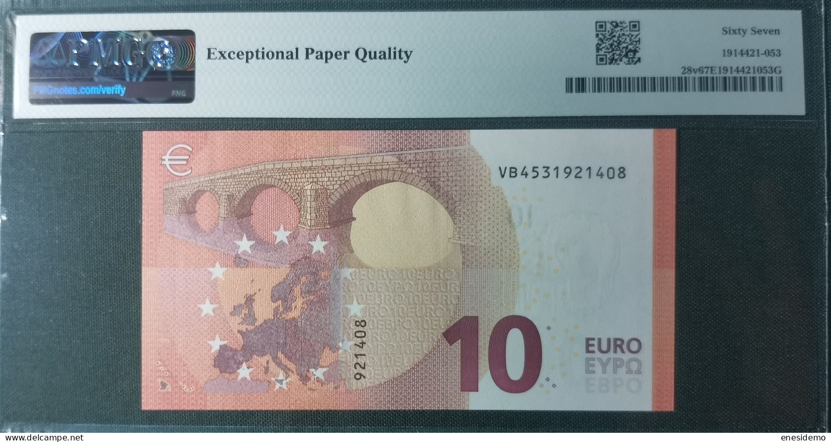 10 EURO SPAIN 2014 LAGARDE V011A1 VB FIRST POSITION SC FDS UNC. PMG 67 EPQ PERFECT - 10 Euro