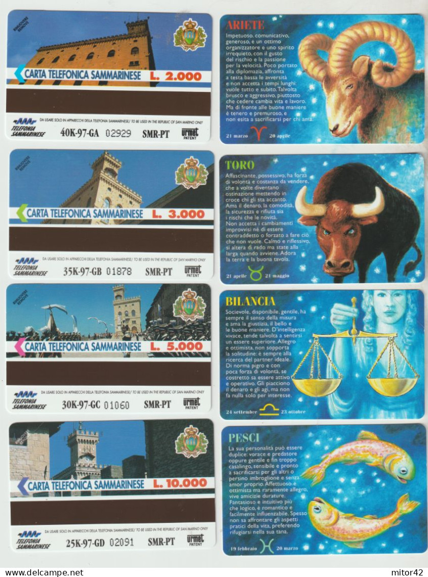 Scheda Telefonica Nuova S.Marino Tema Zodiaco-L.2000+3000+5000+10000 Al Facciale L.20000-Vendita Sottofacciale - Autres - Europe