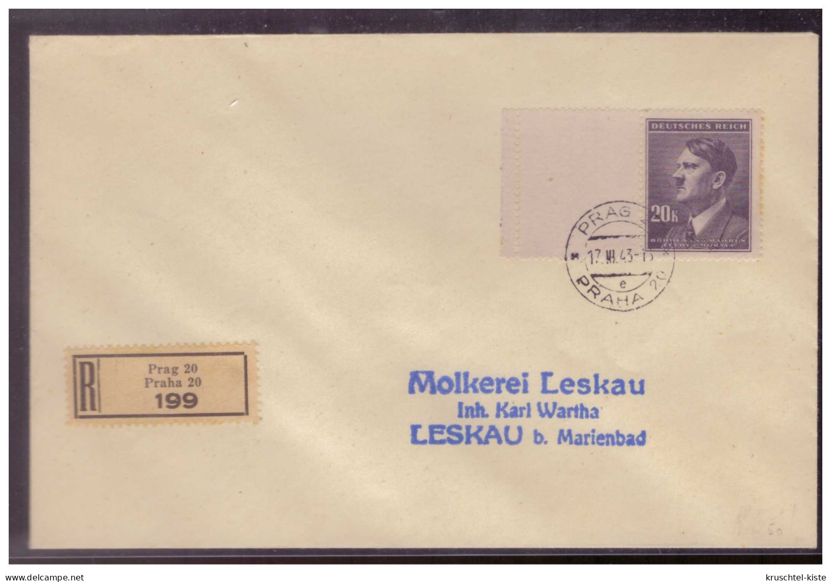 BM (009072) Beleg MNR 108 Mit Leerfeld Gestempelt Prag 17.3.1943 - Briefe U. Dokumente