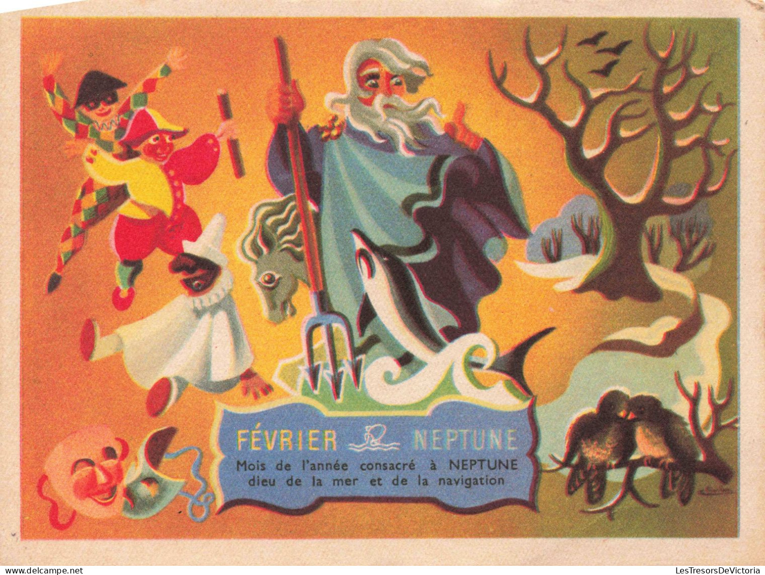 LEGENDES - Février - Neptune - Mois De L'année Consacré à Neptune Dieu De La Mer - Carte Postale Ancienne - Contes, Fables & Légendes