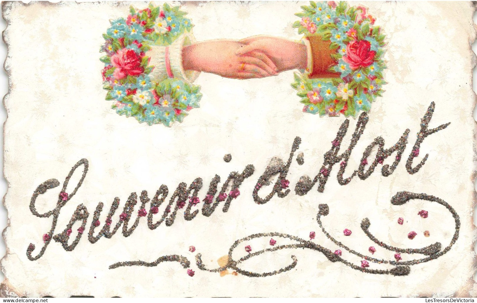 SOUVENIR D'HOST -  Deux Mains Qui Se Tiennent - Colorisé - Carte Postale Ancienne - Greetings From...