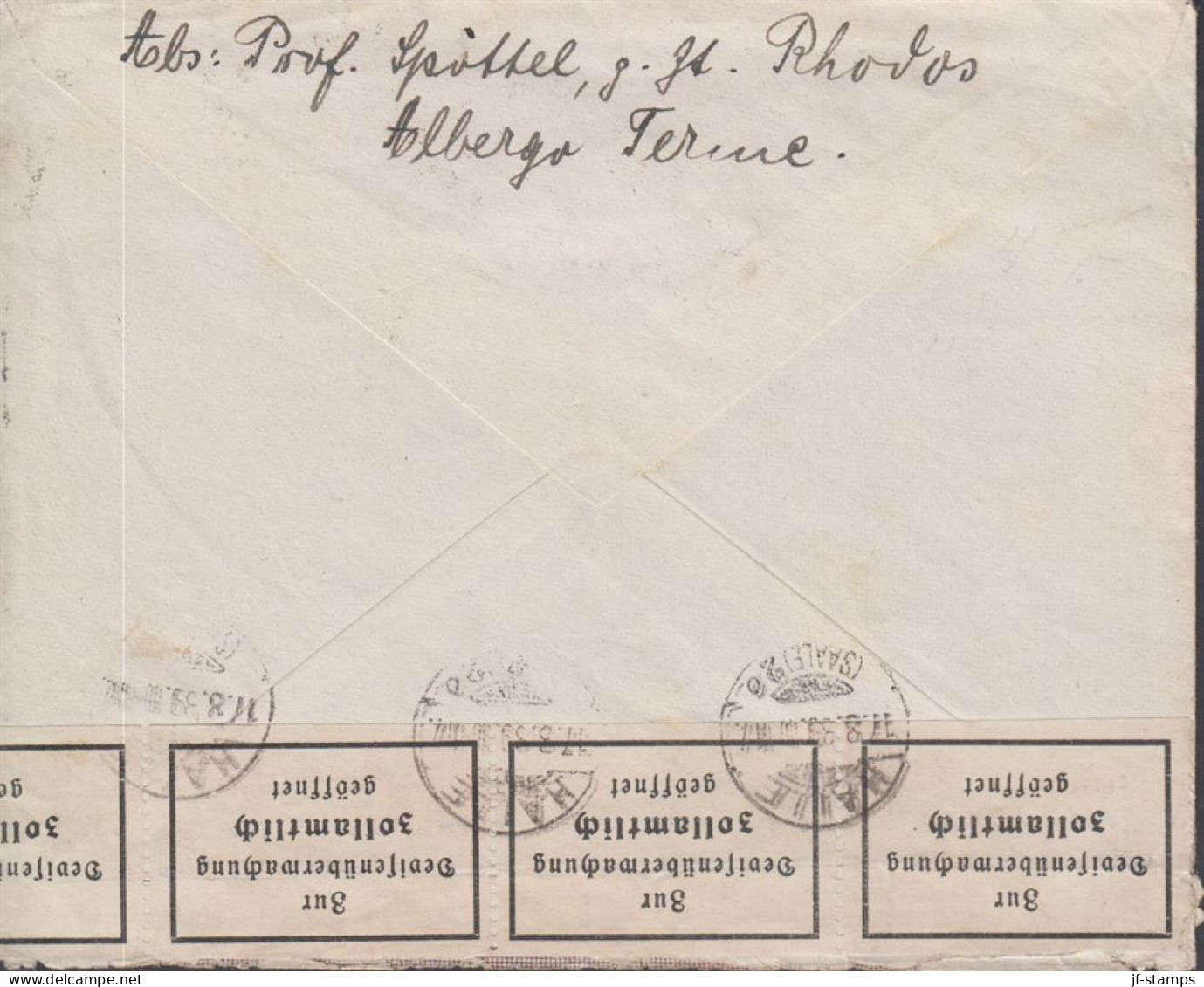 1939. RODI. Very Unusual Par Avion Cover To Halle, Germany With 25 Cent + 2 Ex 1,25 LIRE Can... (Michel 111+) - JF443682 - Aegean (Rodi)