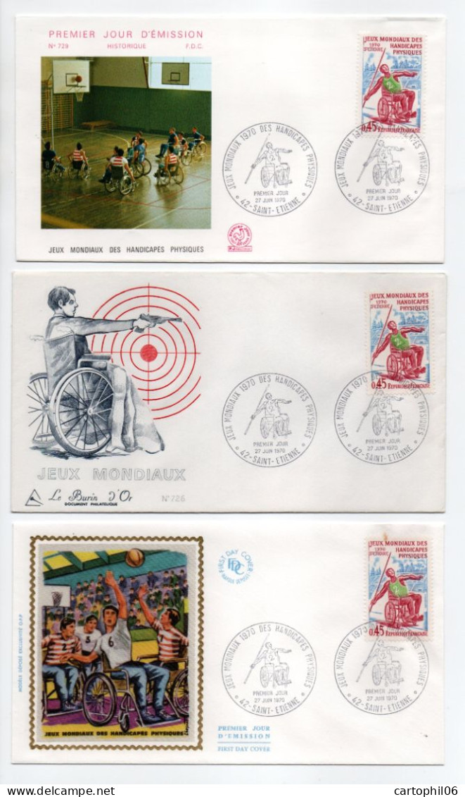 - 3 FDC JEUX MONDIAUX DES HANDICAPÉS PHYSIQUES - SAINT-ETIENNE 27.6.1970 - - Sport Voor Mindervaliden