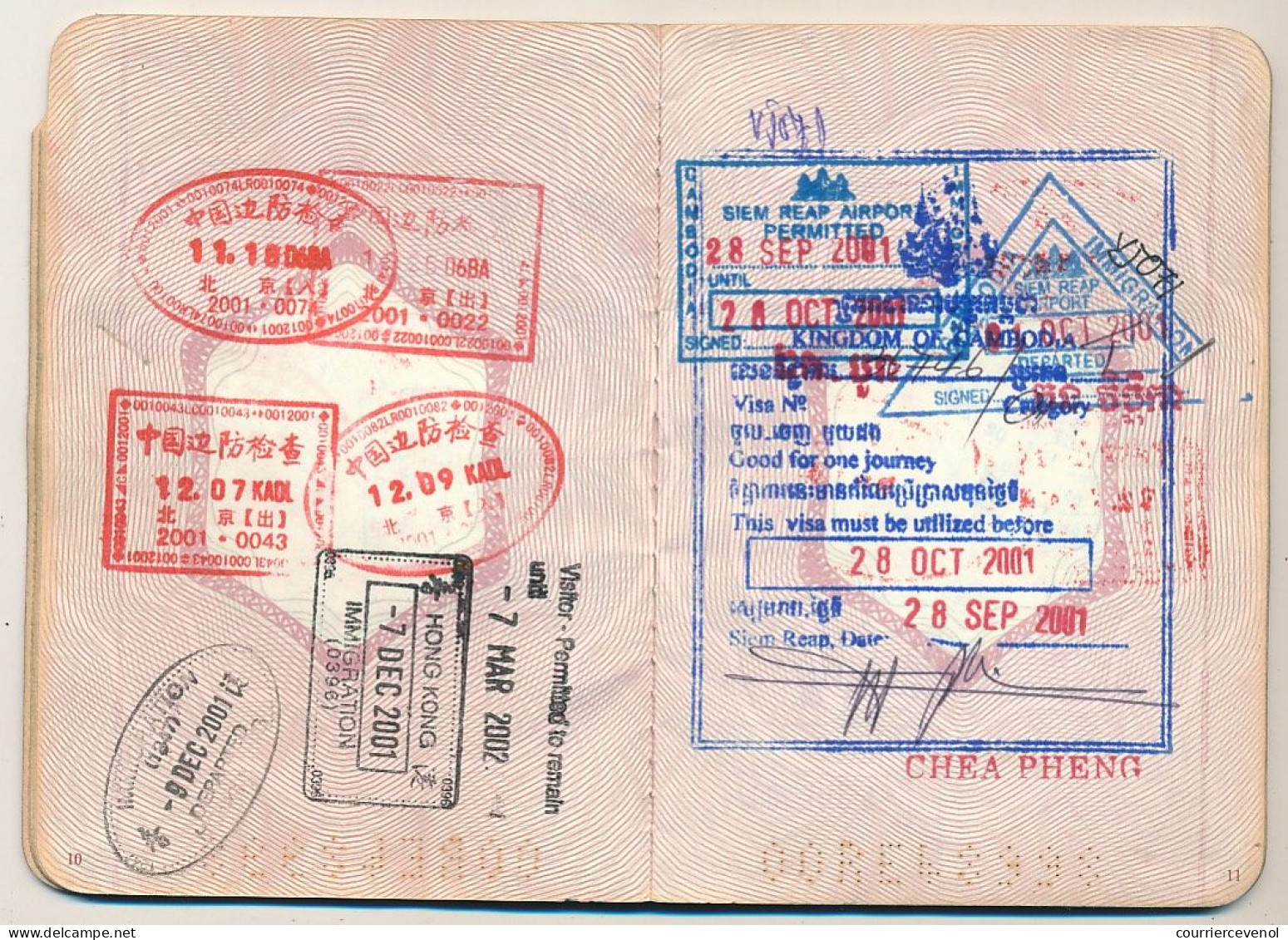 FRANCE / CHINE - Passeport Marseillais établi à Pékin - Fiscal Affaires Etrangères 1999 Ambassade Pékin - Visas +++ - Covers & Documents