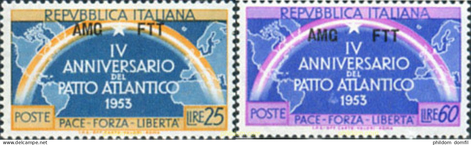 167290 MNH TRIESTE Zona A 1953 4 ANIVERSARIO DEL PACTO ATLANTICO - Otros & Sin Clasificación