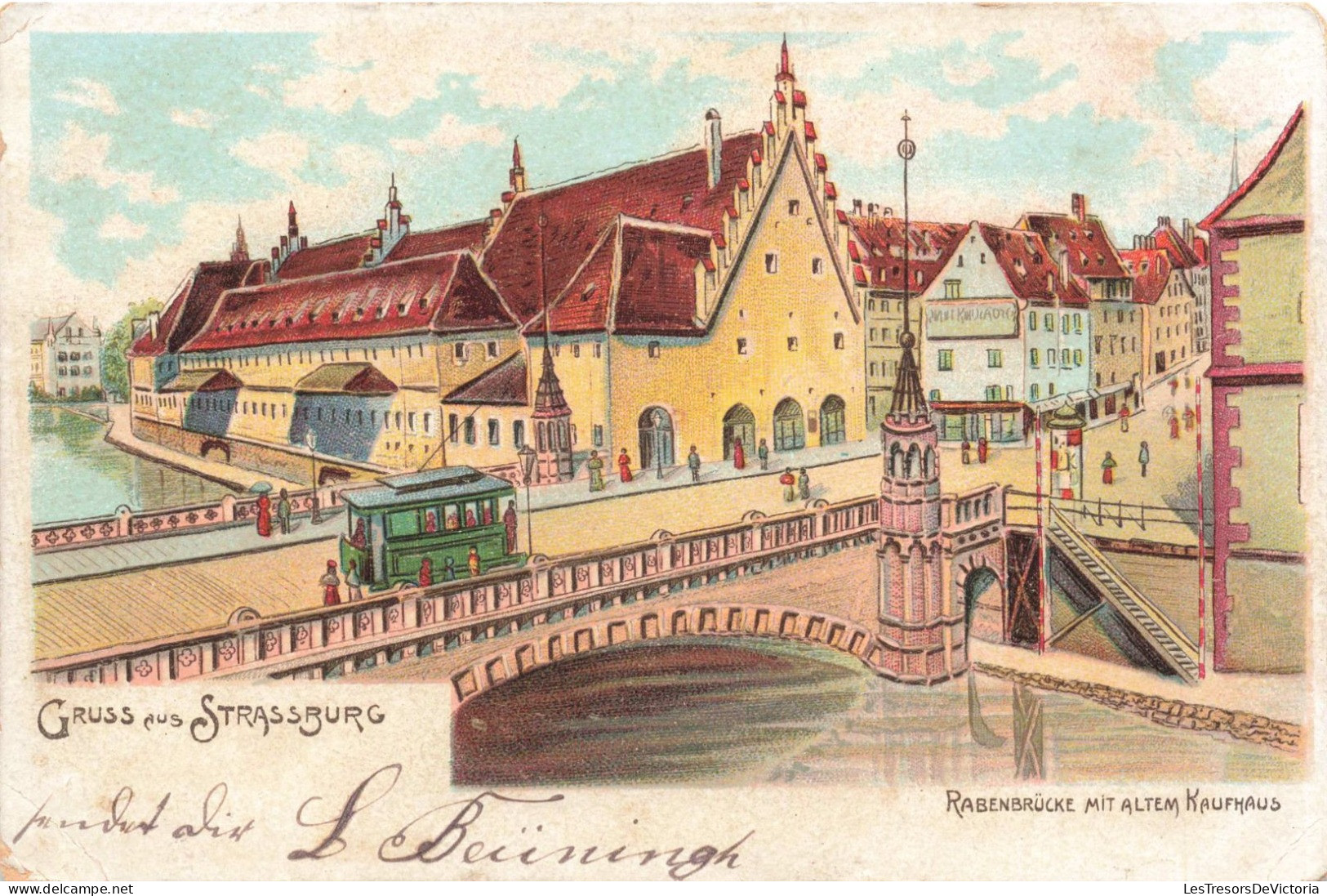 ILLUSTRATION - Gruss Aus Strassburg - Colorisé - Carte Postale Ancienne - Contemporain (à Partir De 1950)