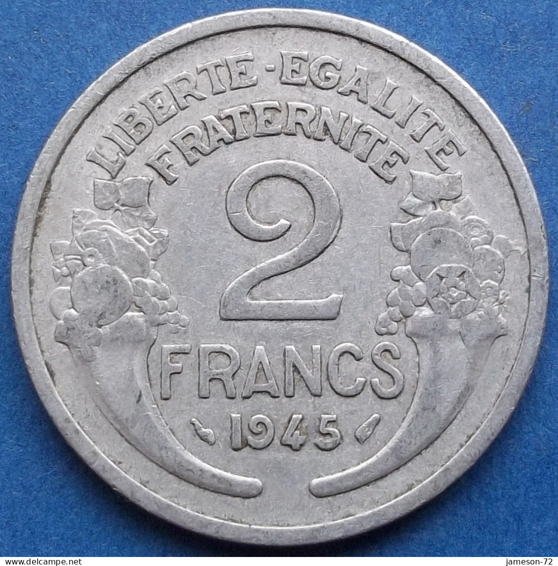 FRANCE - 2 Francs 1945 KM# 886a.1 De Gaulle Provisional Government (1944-1947) - Edelweiss Coins - 2 Francs