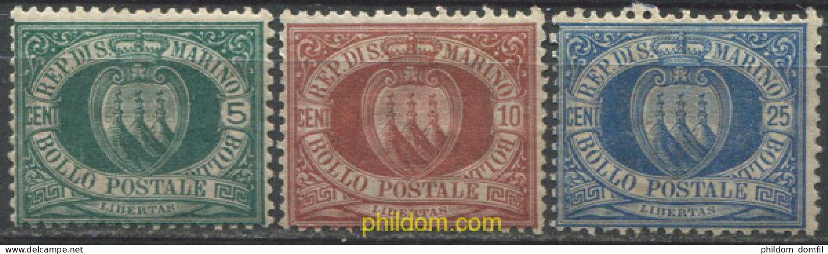 712497 HINGED SAN MARINO 1894 CIFRAS Y ESCUDOS - Usati