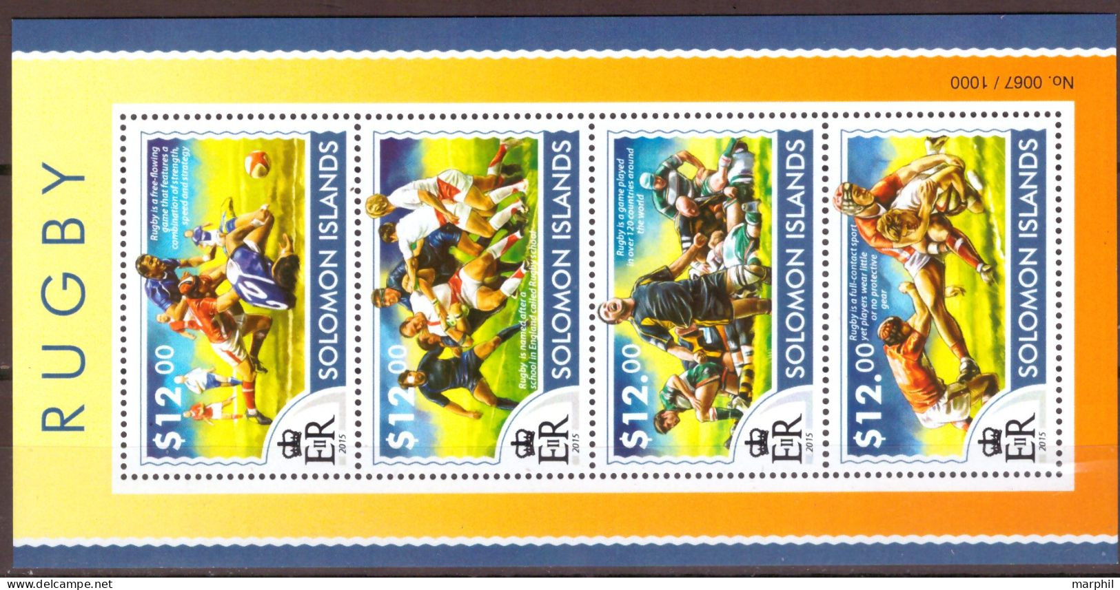 Solomon Islands 2015 RUGBY MiN°3387/90  BLK Con 4 Valori MNH/** Vedere Scansione - Salomonen (...-1978)