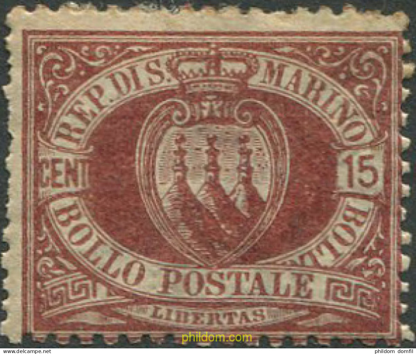 712504 HINGED SAN MARINO 1892 CIFRAS Y ESCUDOS - Oblitérés