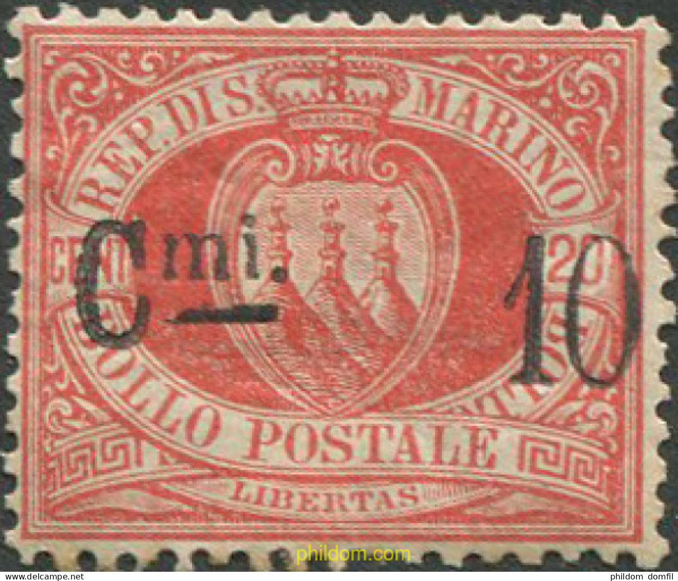 712503 HINGED SAN MARINO 1892 CIFRAS Y ESCUDOS - Oblitérés