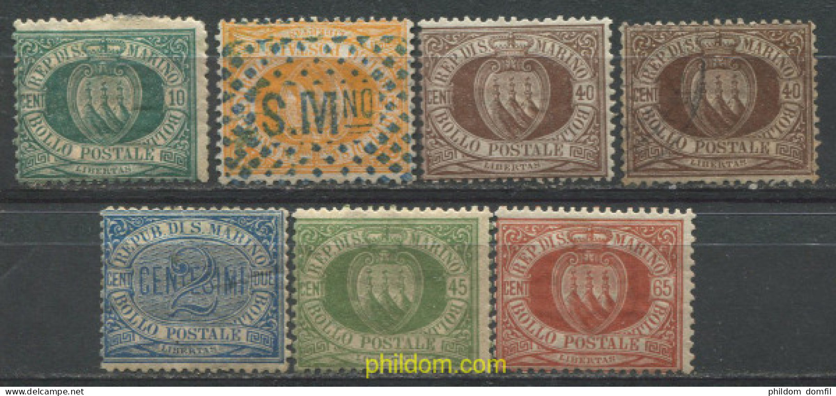 712505 HINGED SAN MARINO 1892 CIFRAS Y ESCUDOS - Gebraucht