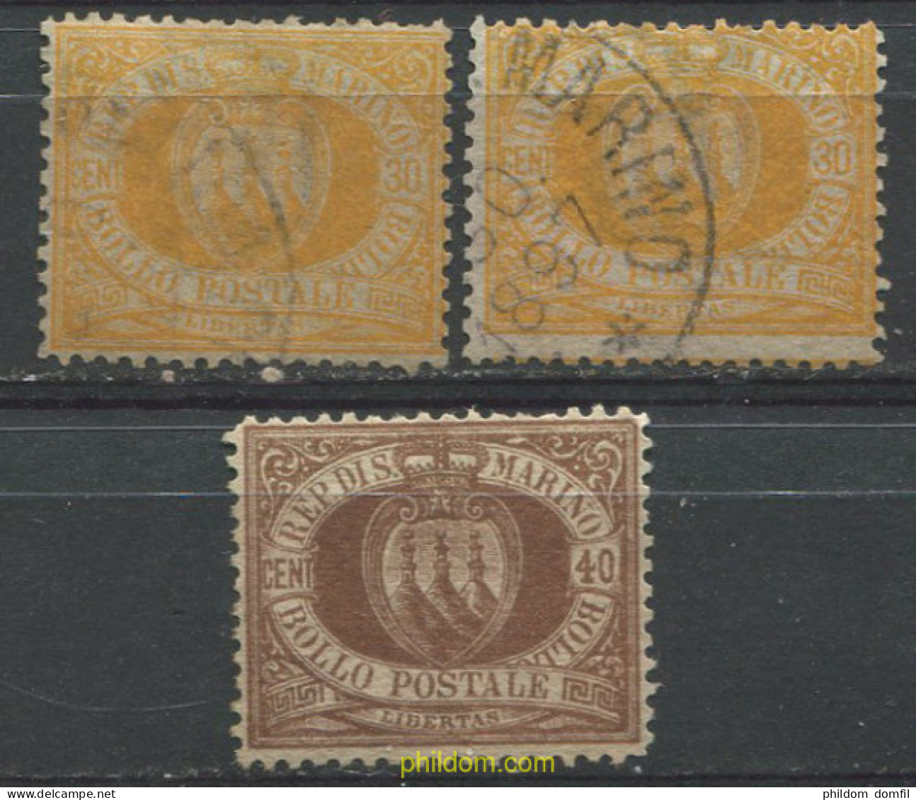 712506 HINGED SAN MARINO 1892 CIFRAS Y ESCUDOS - Used Stamps