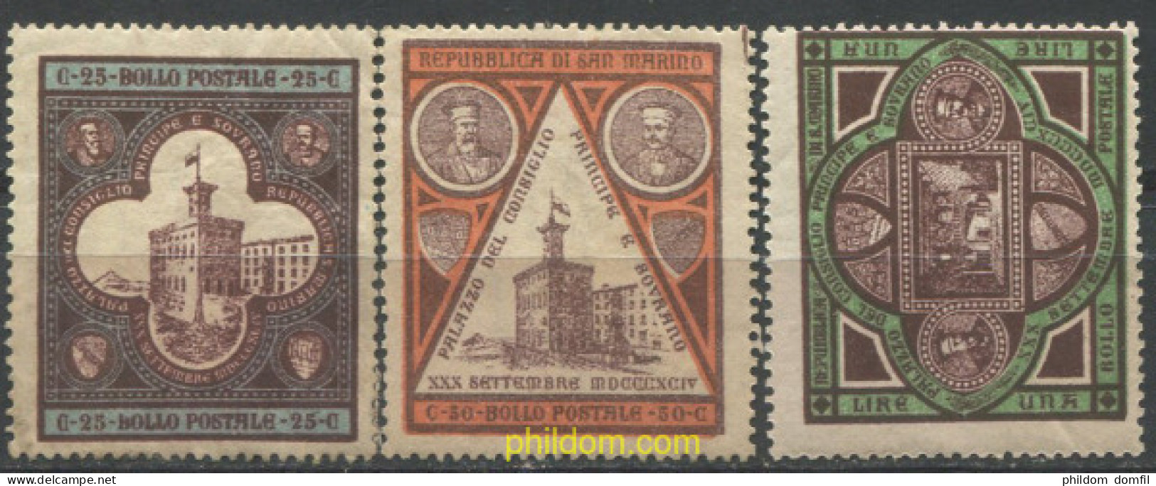 712507 HINGED SAN MARINO 1894 INAUGURACION DEL NUEVO PALACIO DEL GOBIERNO - Used Stamps