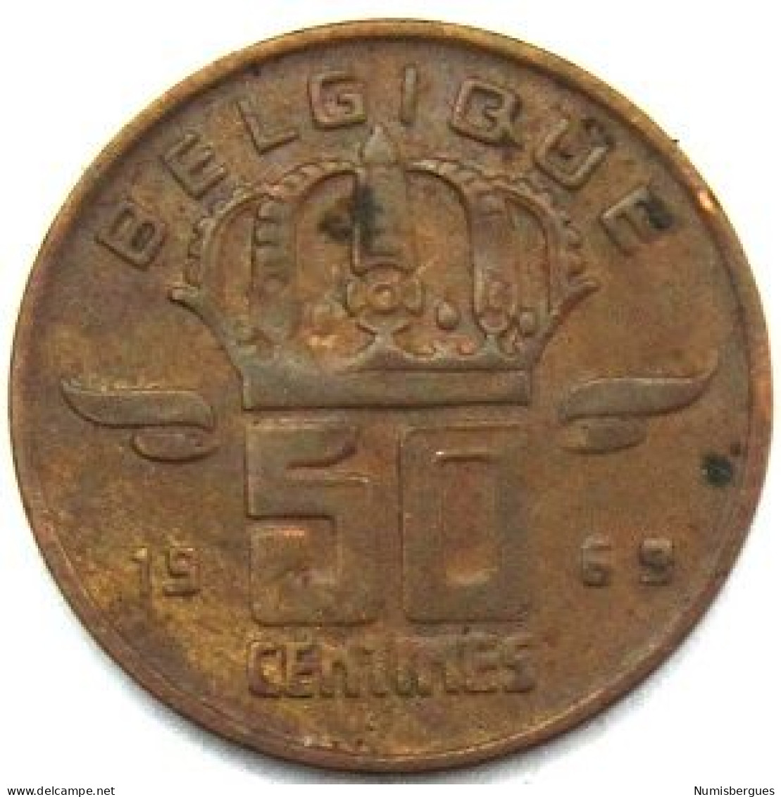 Pièce De Monnaie 50 Centimes 1969 Version Belgique - 50 Cents