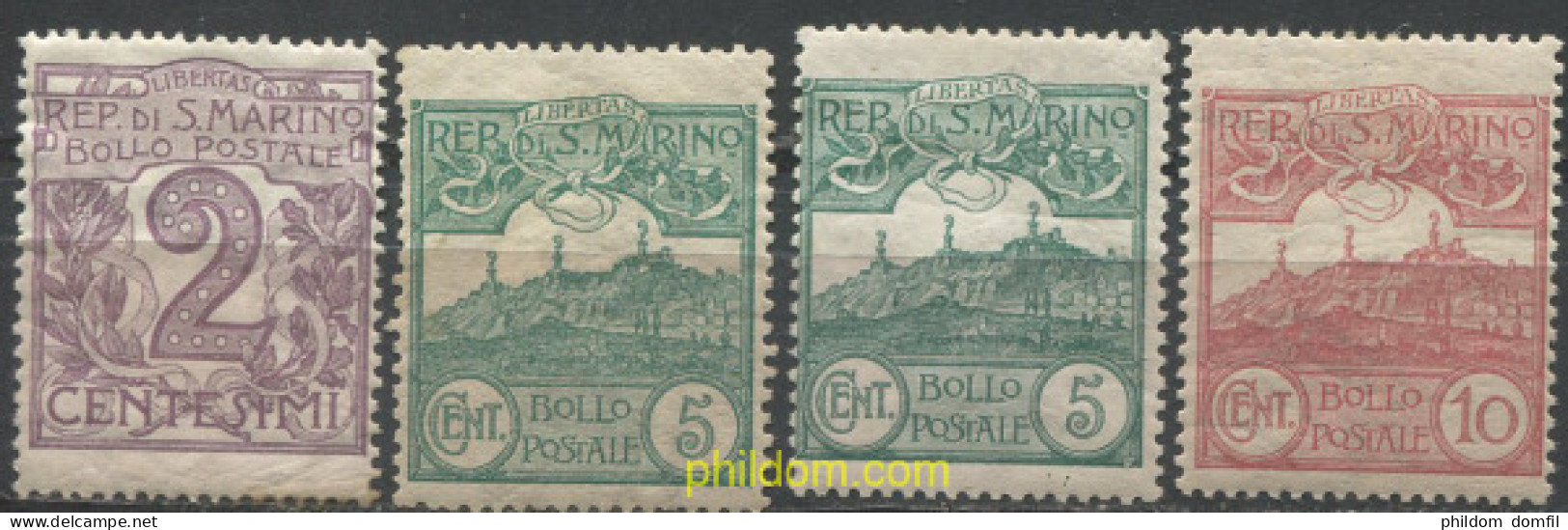 712500 HINGED SAN MARINO 1903 CIFRAS Y VISTAS - Usados