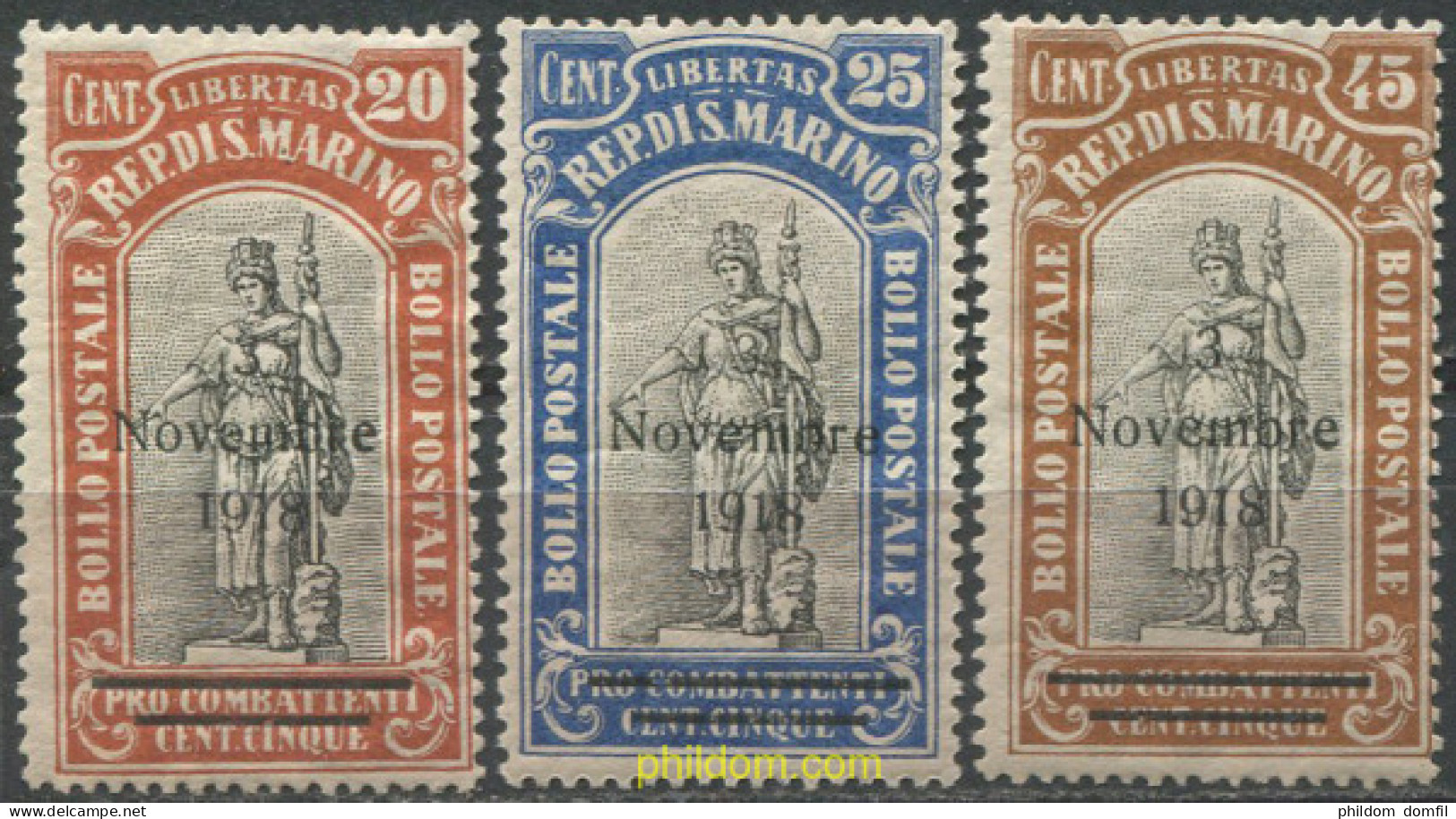 712510 HINGED SAN MARINO 1918 ANIVERSARIO DE LA VICTORIA - Gebraucht