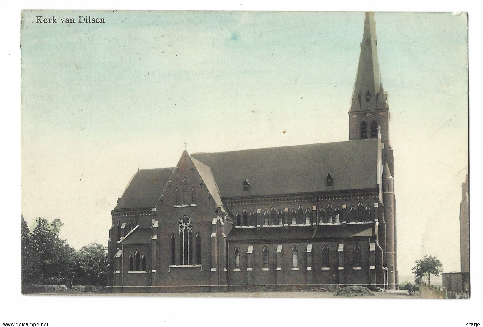 Dilsen   -    Kerk Van Dilsen.   -   PRACHTIGE GEKLEURDE KAART!   -   1913   Naar  Petit Lanaye - Dilsen-Stokkem