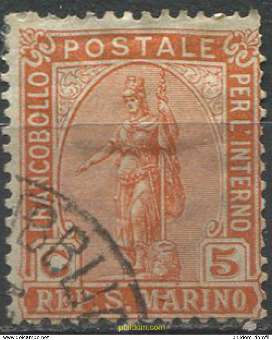 712499 USED SAN MARINO 1899 ESTATUA DE LA LIBERTAD - Used Stamps