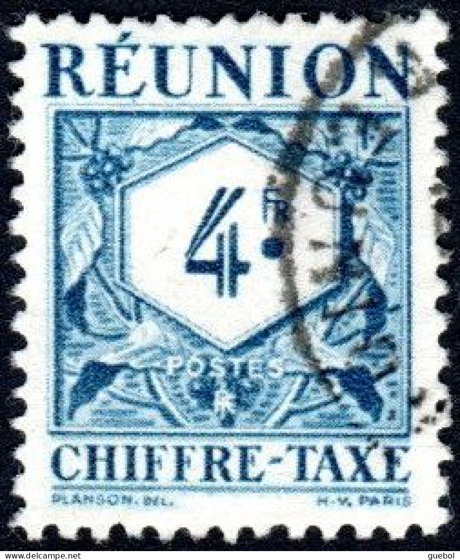 Réunion Obl. N° Taxe 32 - Le 4f Bleu - Timbres-taxe