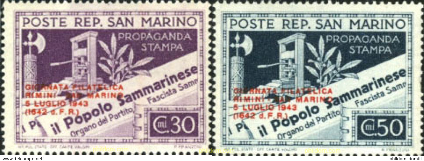 627659 HINGED SAN MARINO 1943 PERIODICOS DE SAN MARINO - Oblitérés