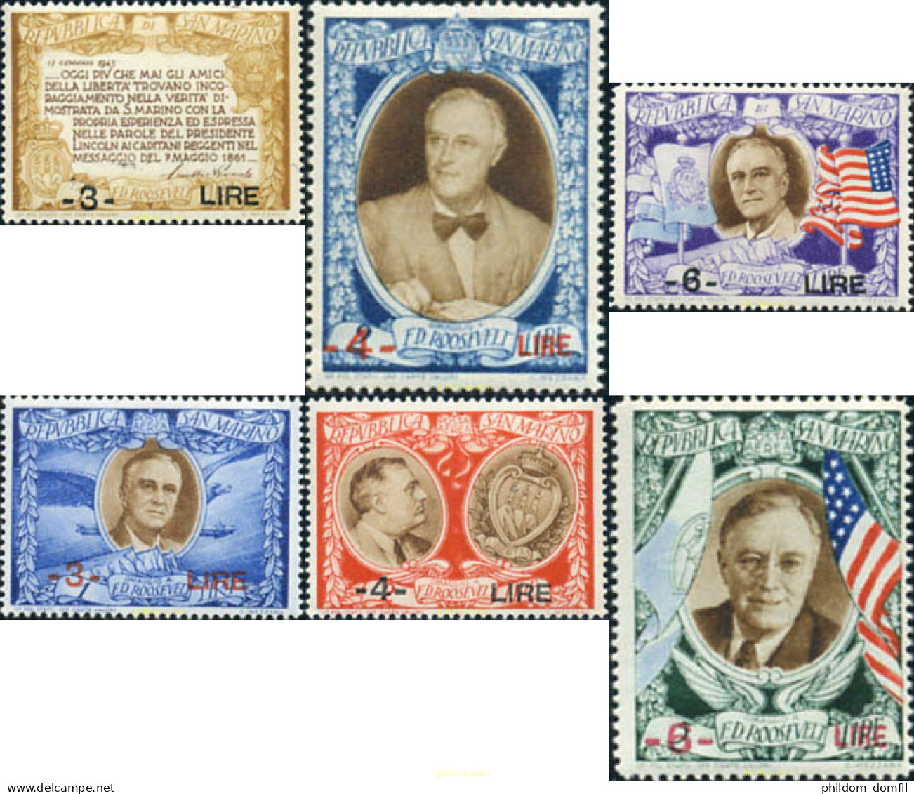 633588 HINGED SAN MARINO 1947 A LA MEMORIA DEL PRESIDENTE ROOSEVELT - Used Stamps