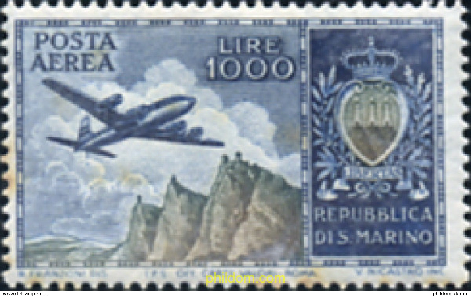 140674 HINGED SAN MARINO 1954 AVION - Used Stamps