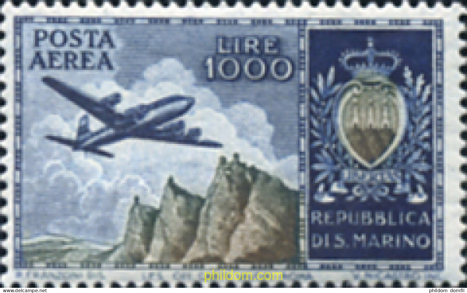 360053 HINGED SAN MARINO 1954 AVION - Usados