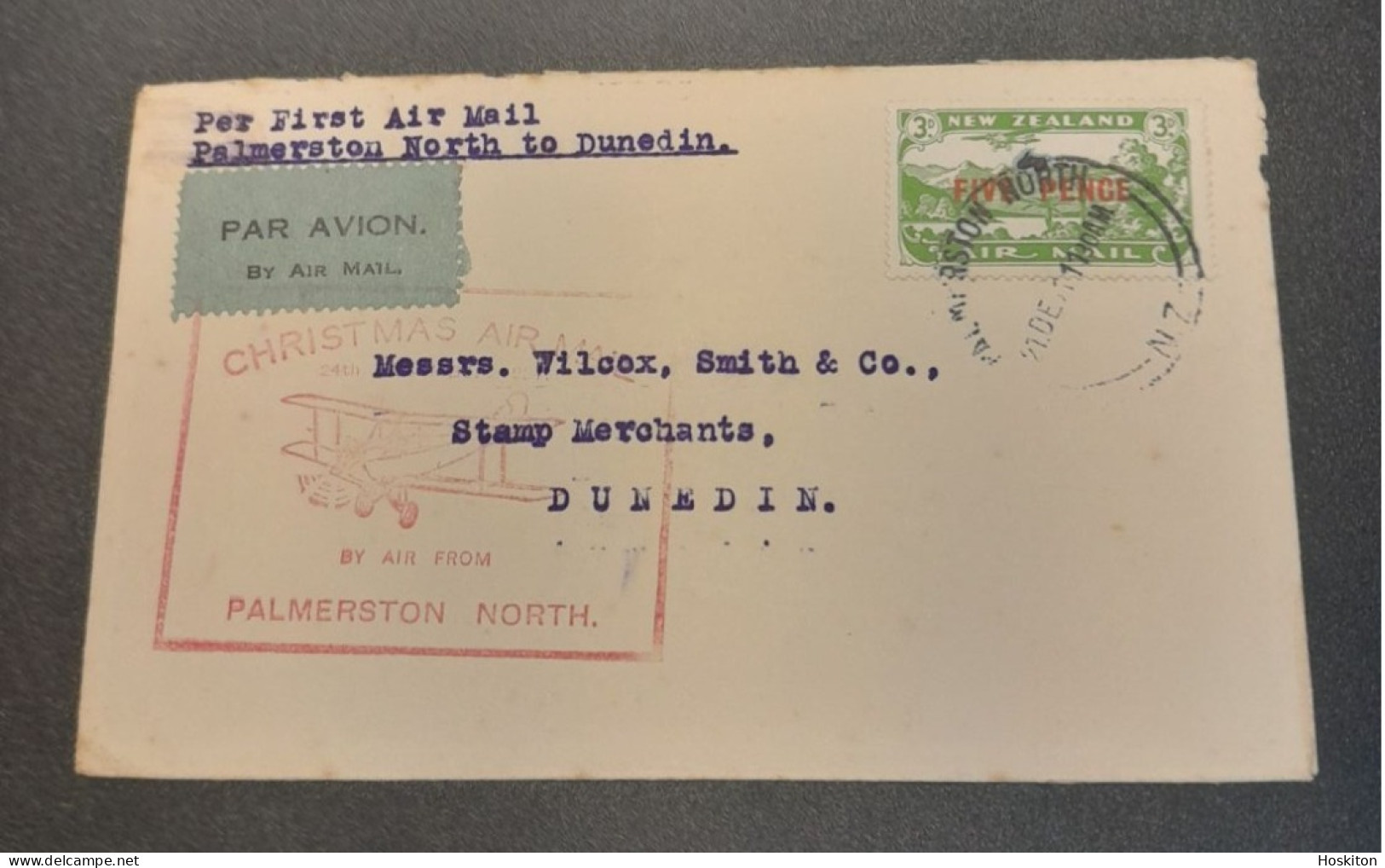 1931-Dec 24 Special Christmas Survey Flights Cat 62f Palmerston North -Dunedin - Lettres & Documents