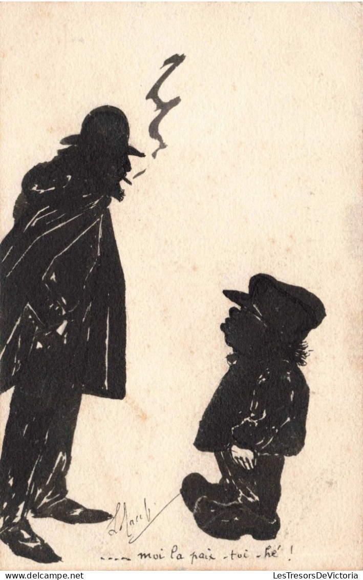 SILHOUETTES - L'Homme Et Le Petit Homme - Carte Postale Ancienne - Silhouettes