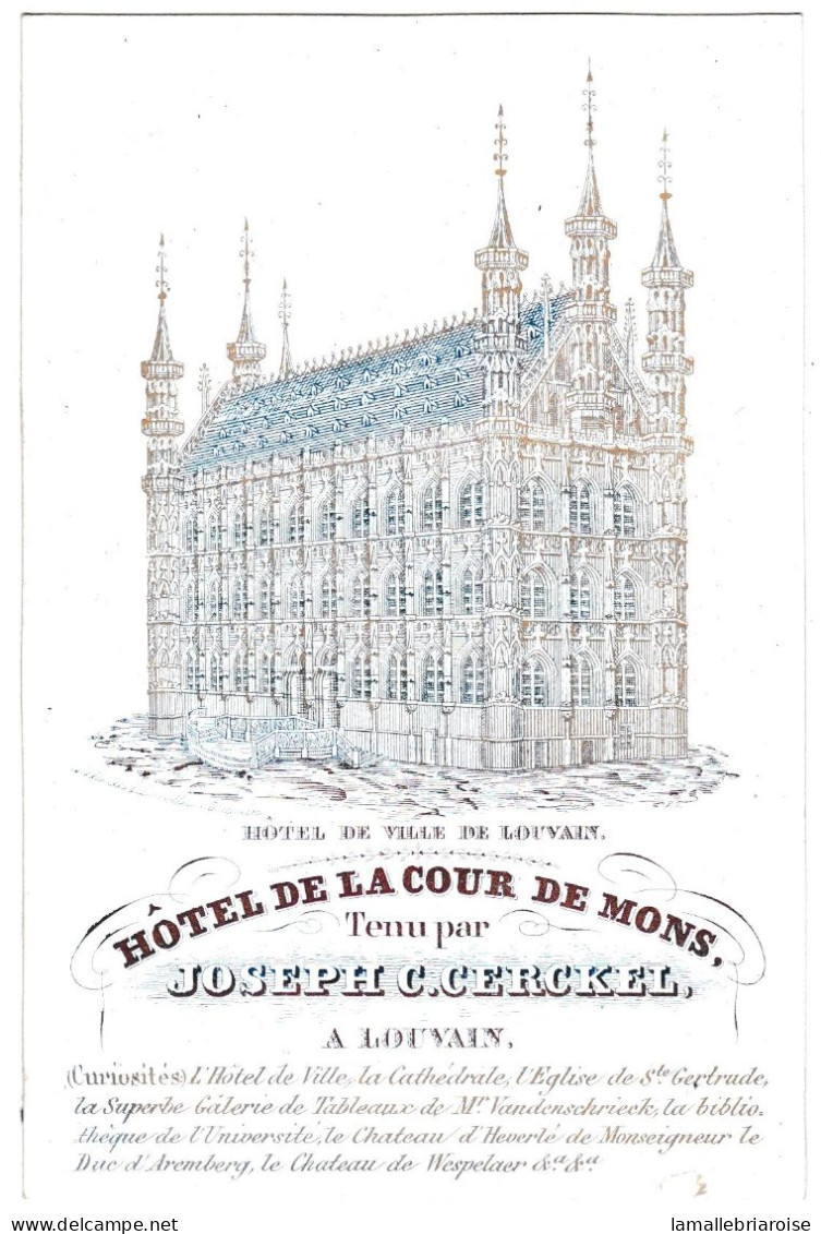 Belgique "Carte Porcelaine" Porseleinkaart, Hotel De La Cour De Mons, Joseph C. Cerckel, Louvain, Leuven, Dim:90x137mm - Porcelana