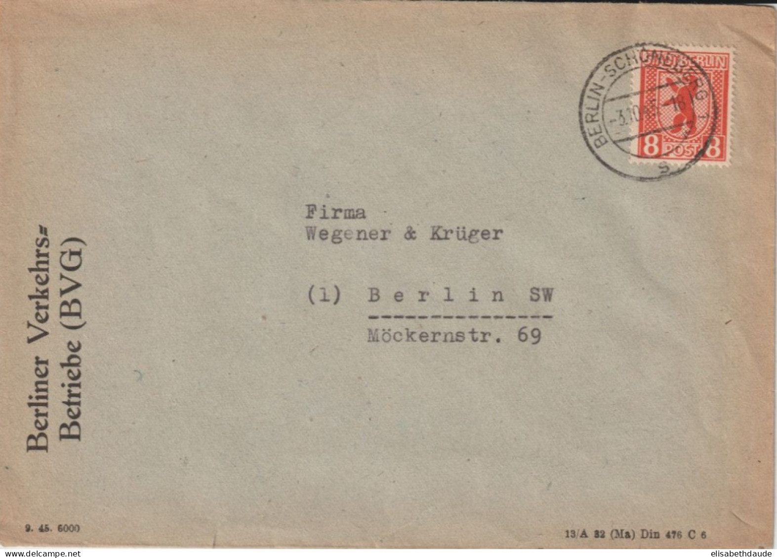 ZONE SOVIETIQUE - 1945 - ENVELOPPE De BERLIN - Berlin & Brandebourg