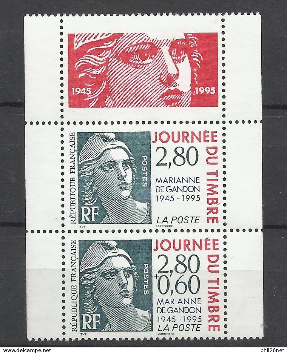 France Paire N° 2934Aa  Journée Du Timbre 1995  Avec Vignete    Neufs * *     B/ TB  Voir Scans  Soldé  ! ! ! - Journée Du Timbre