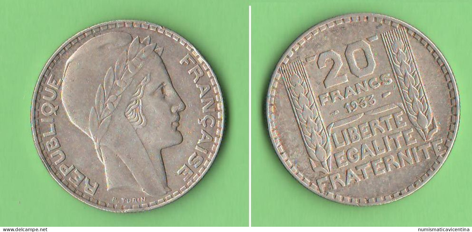 Francia 20 Francs 1933 Turin France 20 Francs Silver Coin - 20 Francs