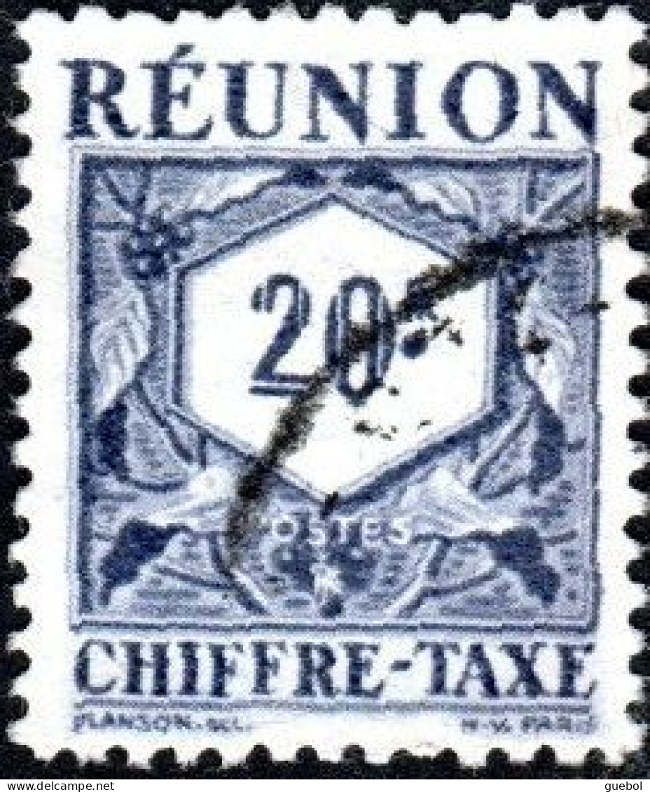 Réunion Obl. N° Taxe 35 - Le 20F Lbleu-violet - Strafport