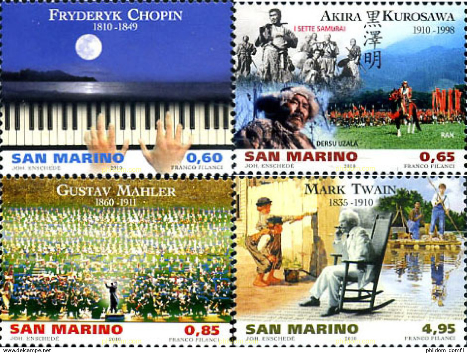 257021 MNH SAN MARINO 2010 PERSONALIDADES DE LA MUSICA, DEL CINE Y LA LITERATURA - Unused Stamps