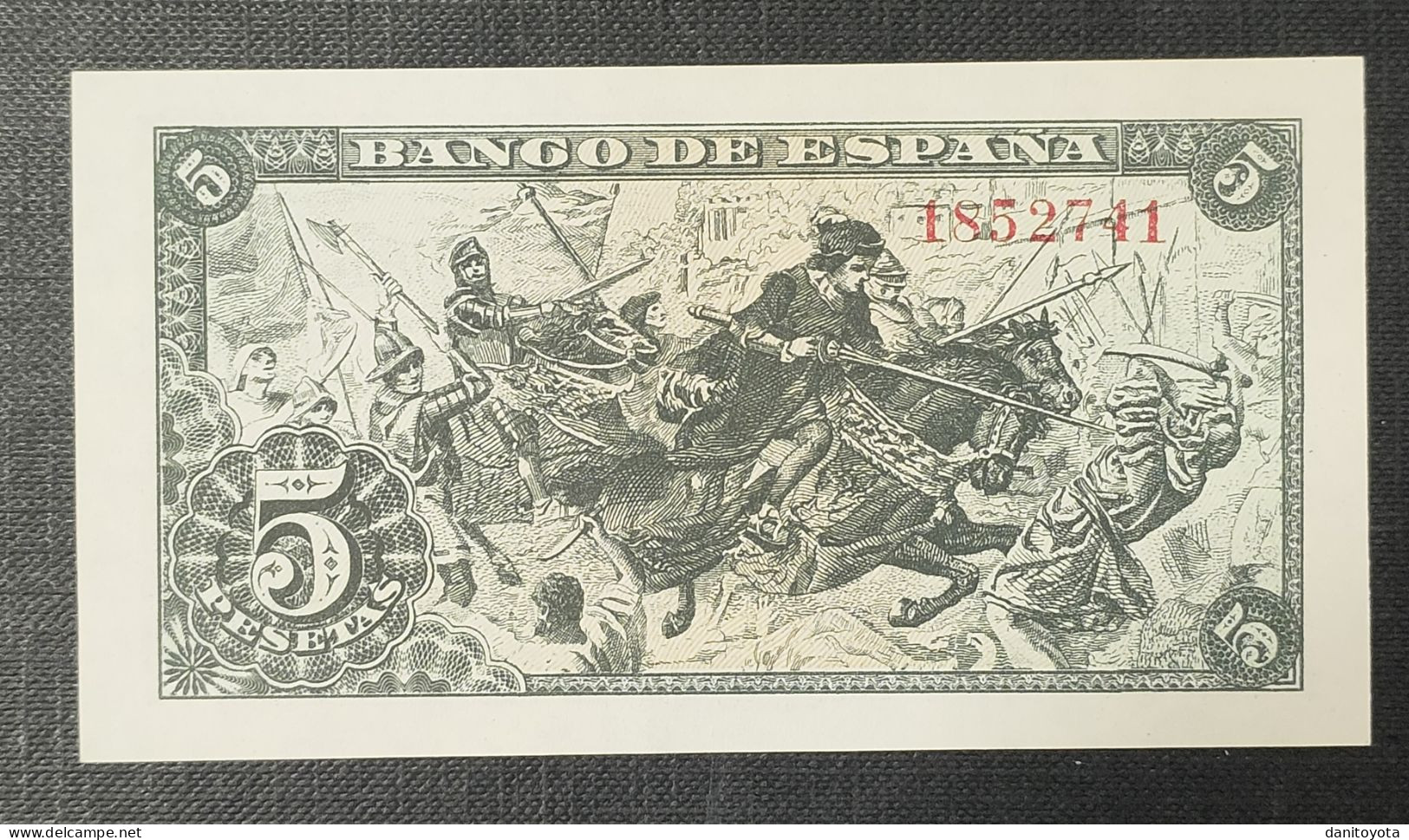 ESPAÑA. EDIFIL 449.  5 PTAS 15 DE JUNIO DE 1945 SIN SERIE, CONSERVACIÓN EBC. - 5 Pesetas