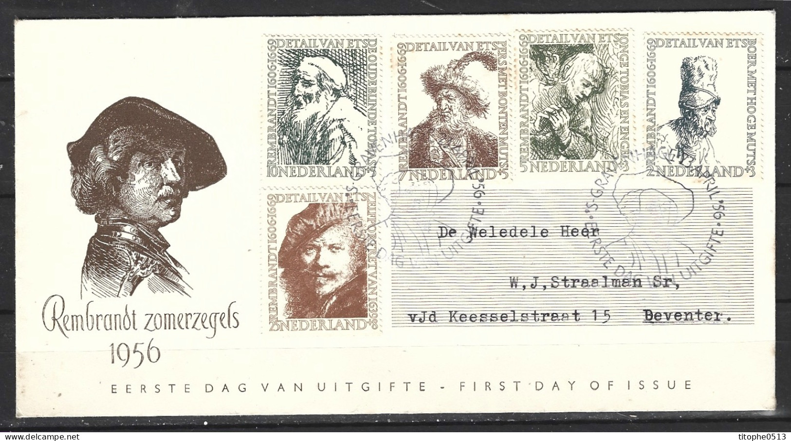 PAYS BAS. N°649-53 De 1956 Sur Enveloppe 1er Jour. Rembrandt. - Rembrandt