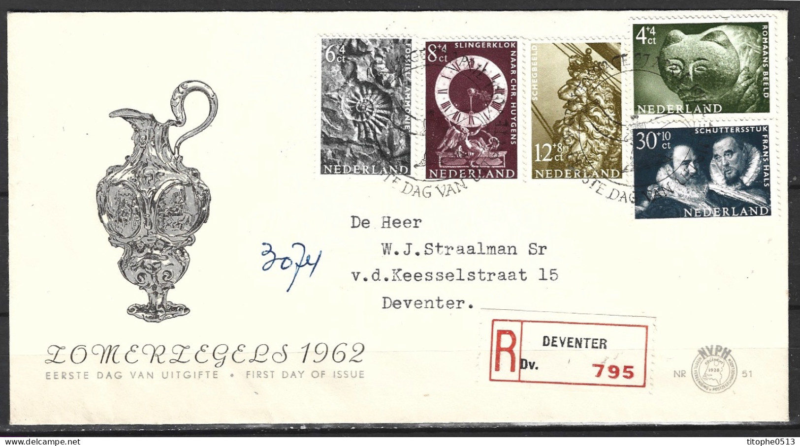 PAYS-BAS. N°747-51 De 1962 Sur Enveloppe 1er Jour. Horloge. - Clocks