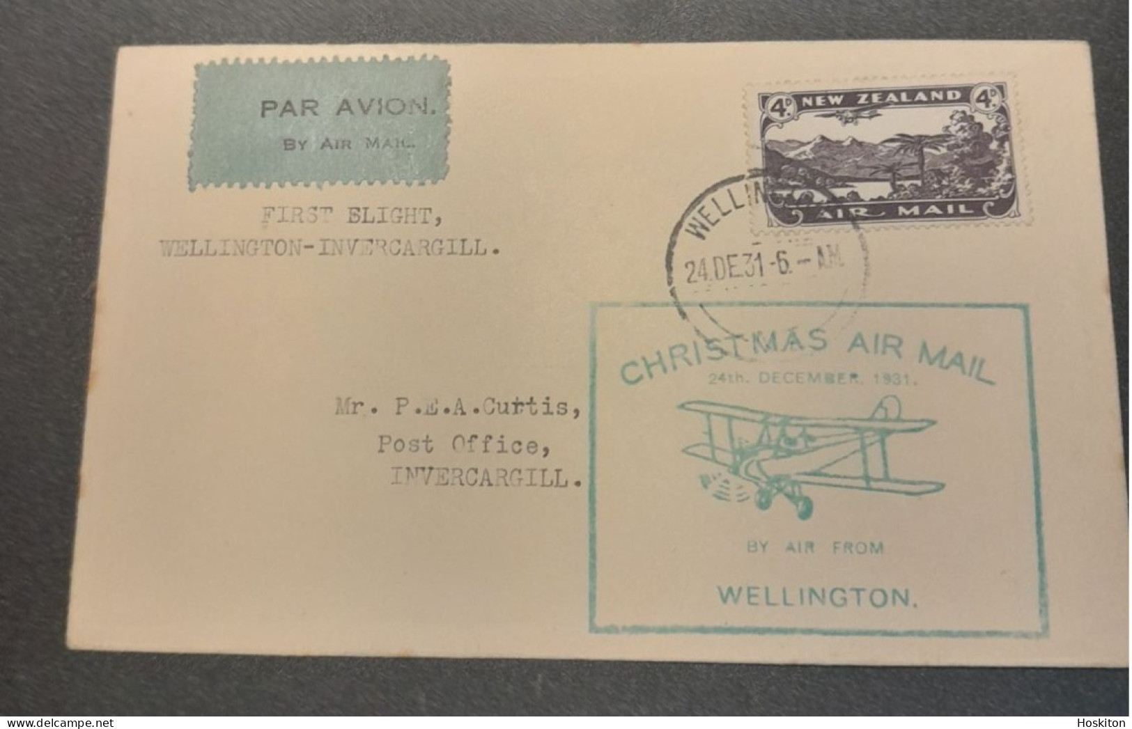 1931-24 Dec Special Christmas Survey Flights Cat 62m Wellington-Invercargill - Lettres & Documents