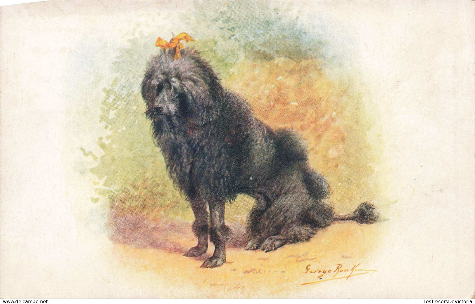 FANTAISIES - Chien à Rubant - Colorisé - Carte Postale Ancienne - Animali Abbigliati