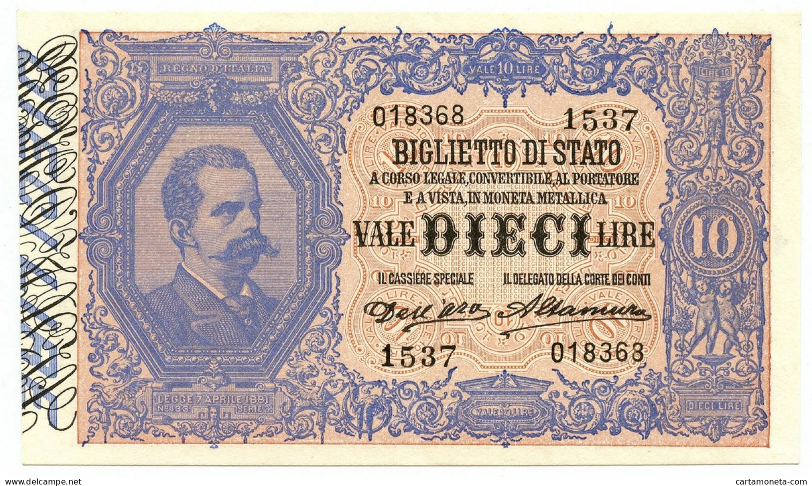 10 LIRE BIGLIETTO DI STATO EFFIGE UMBERTO I 13/01/1911 SPL+ - Sonstige