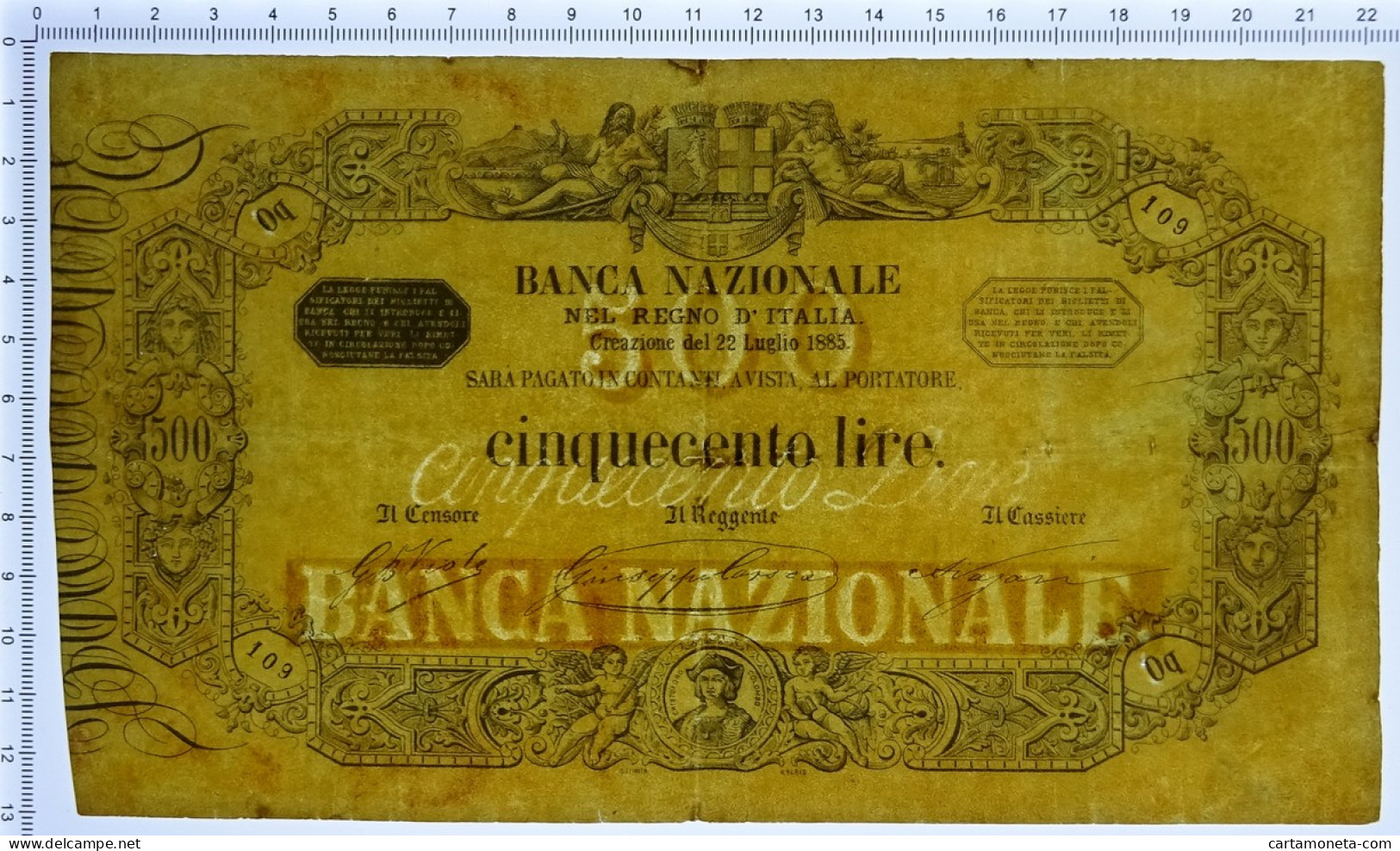 500 LIRE BANCA NAZIONALE NEL REGNO D'ITALIA 22/07/1885 MB/BB - Sonstige & Ohne Zuordnung