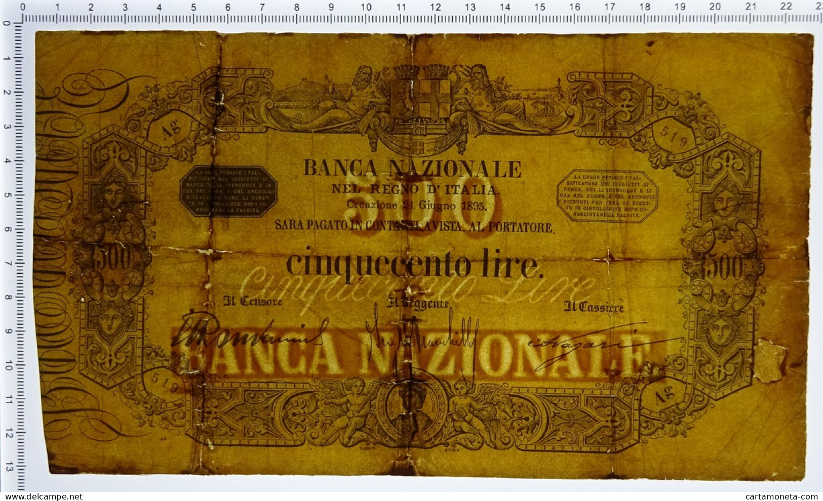 500 LIRE BANCA NAZIONALE NEL REGNO D'ITALIA GIÀ B. D'ITALIA 24/06/1895 MB/BB - Otros & Sin Clasificación